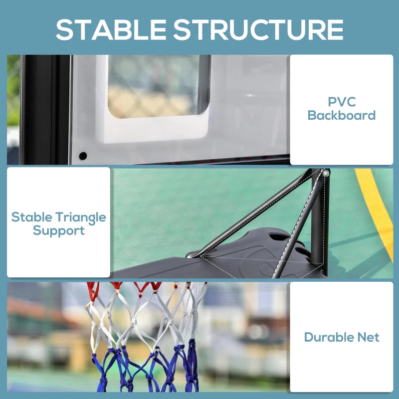HOMCOM 1.55-2.1m Basketball Hoop and Stand with Fillable Base, Wheels