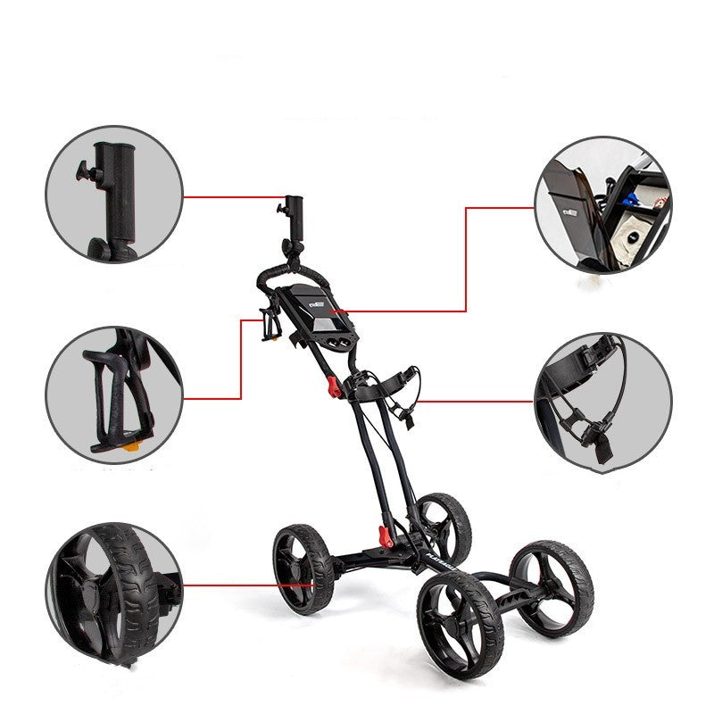 Golf Cart Four Wheel Aluminium Foldable With Umbrella Rack