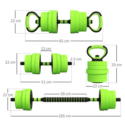 SPORTNOW 20kg - 40kg Four-In-One Adjustable Weight Dumbbells Set, Barbell, Kettlebell, Push Up Stand