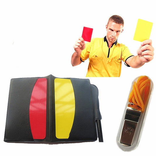 Referee's cards and whistle