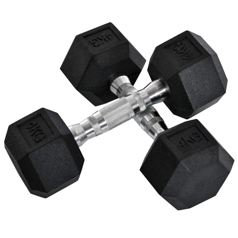 HOMCOM 2x 4kg - 20kg Hex Dumbbells Set Rubber Hex