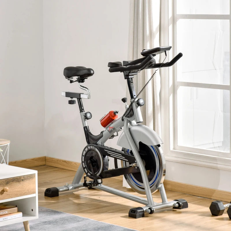 HOMCOM Indoor Cycling Exercise Bike Quiet Drive, 15KG Flywheel