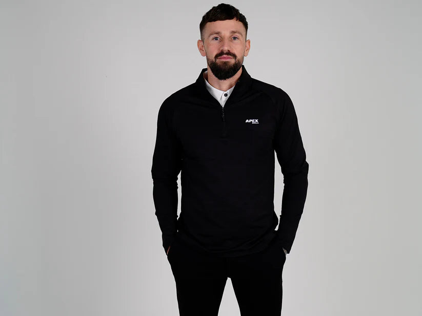 Long Sleeve 1/4 Zip Black Golf Top