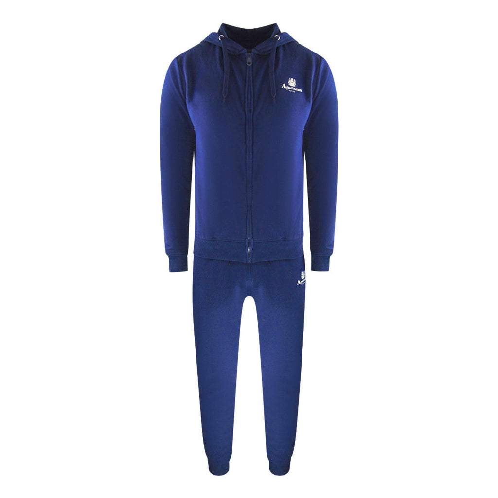 Aquascutum Navy Blue Zip Hoodie And Track Pants Set Male