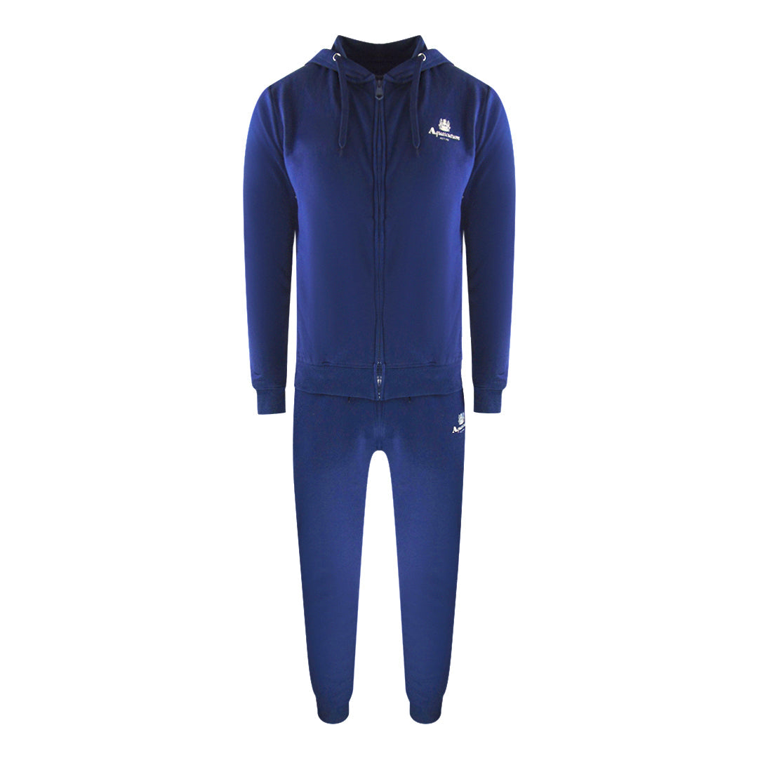 Aquascutum Navy Blue Zip Hoodie And Track Pants Set Male
