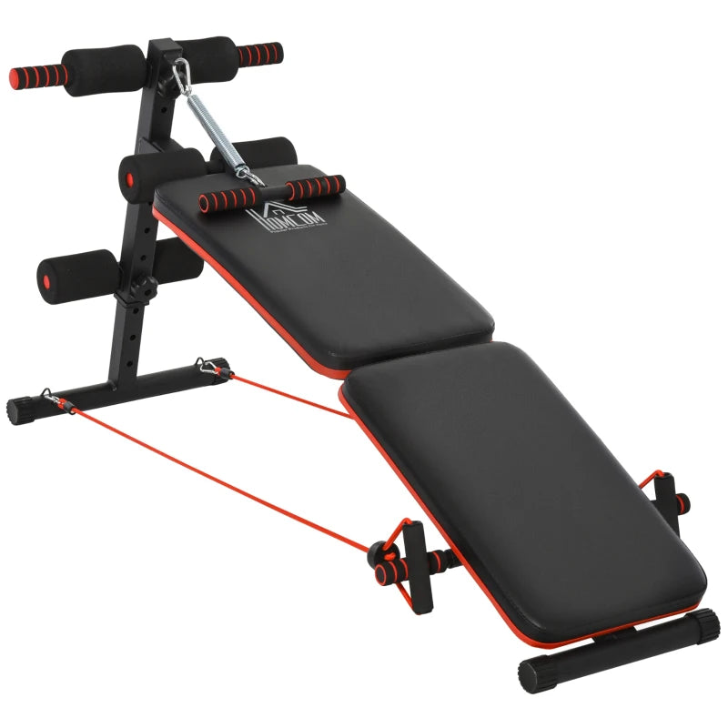 HOMCOM Sit Up Bench Core Workout with Arm Pulling Rope