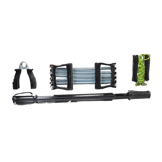 4 Piece Training Workout Set - Handgrips, Jump Rope, Chest Expander and Power Twister