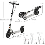 HOMCOM Teen/Adults Aluminium Folding Kick Scooter w/ Shock Mitigation System