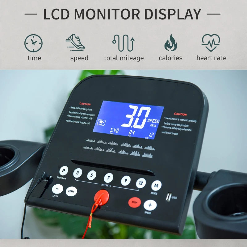 HOMCOM 2.5HP 14Km/h Manual Incline Electric Running Machine with MP3 and USB