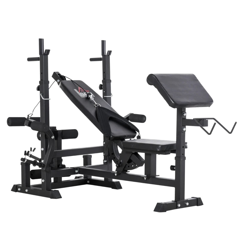 HOMCOM Multi-Exercise Full-Body Weight Rack with Bench Press