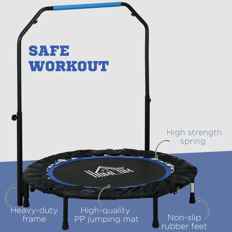 HOMCOM 40" Foldable Mini Fitness Trampoline, with Adjustable Foam Handle