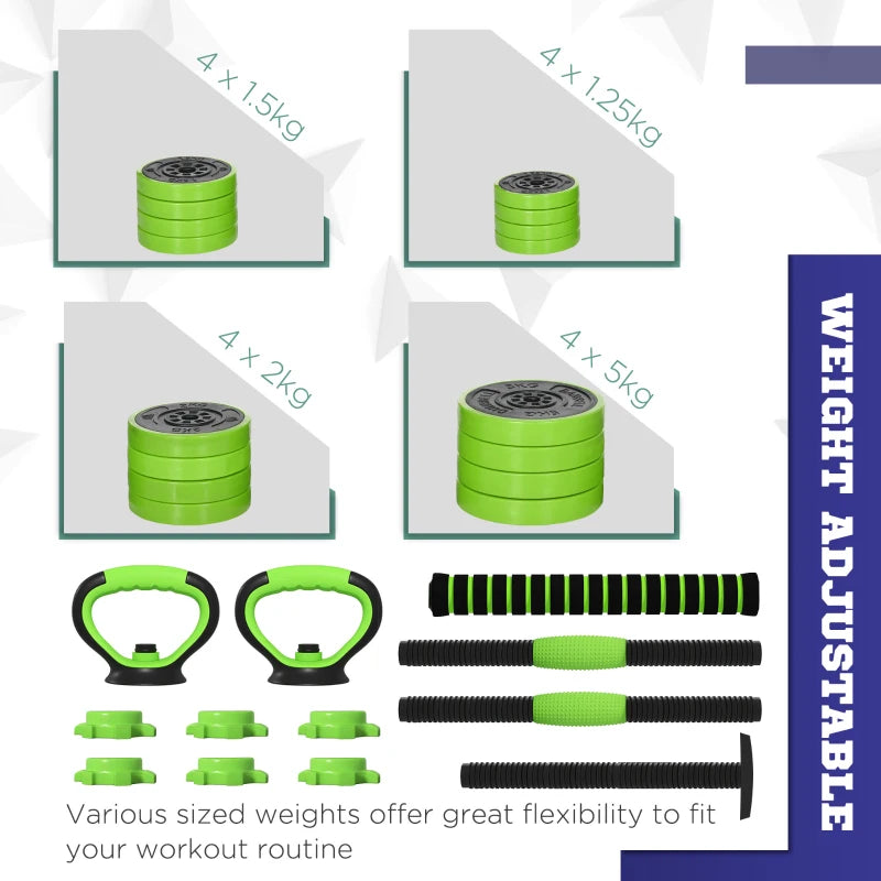 SPORTNOW 20kg - 40kg Four-In-One Adjustable Weight Dumbbells Set, Barbell, Kettlebell, Push Up Stand