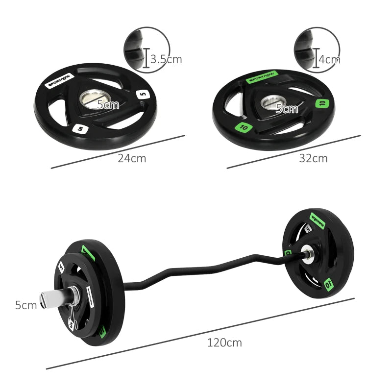 SPORTNOW Olympic EZ Curl Bar with 30kg and 50g Weight