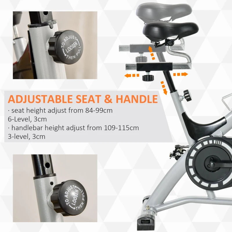 HOMCOM Indoor Cycling Exercise Bike Quiet Drive, 15KG Flywheel