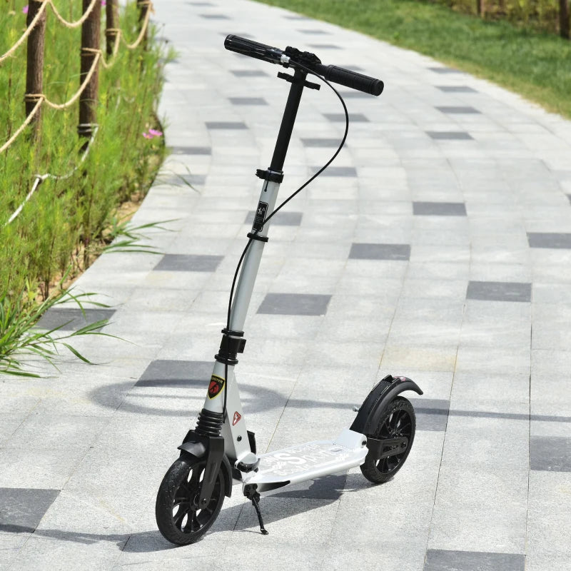 HOMCOM Teen/Adults Aluminium Folding Kick Scooter w/ Shock Mitigation System