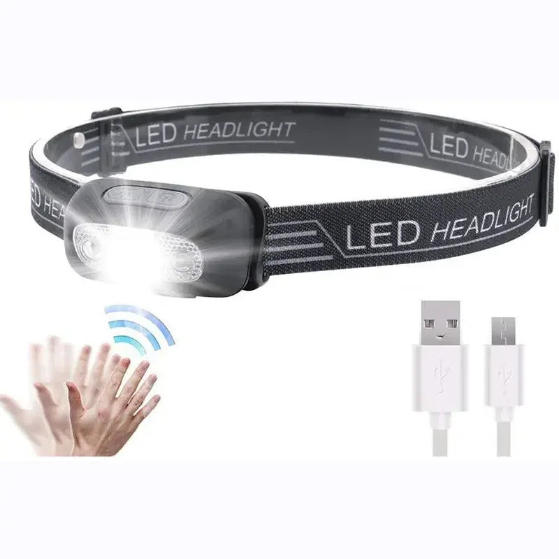 NEW USB Rechargeable 5W LED Headlamp 4 Mode Running Head Torch Portable Mini LED Head Light with Motion Sensor