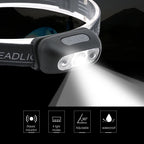 NEW USB Rechargeable 5W LED Headlamp 4 Mode Running Head Torch Portable Mini LED Head Light with Motion Sensor