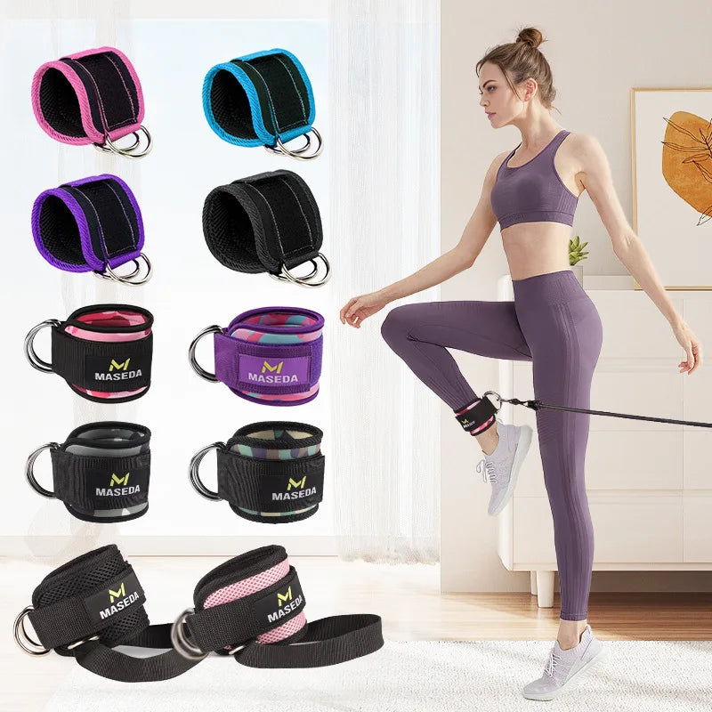 Fitness Ankle Straps Adjustable D-Ring Support Cuffs