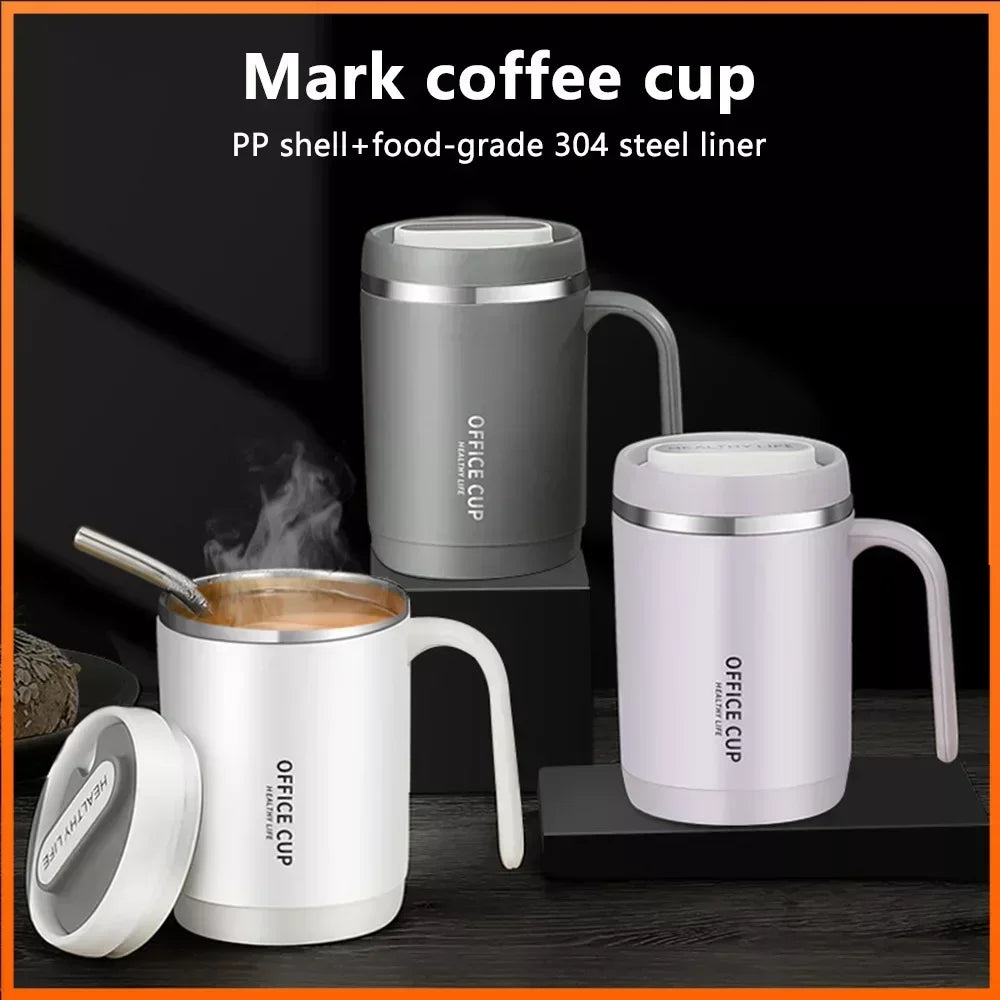 500ML Carry Mug Lid Thermal Mug with Straw
