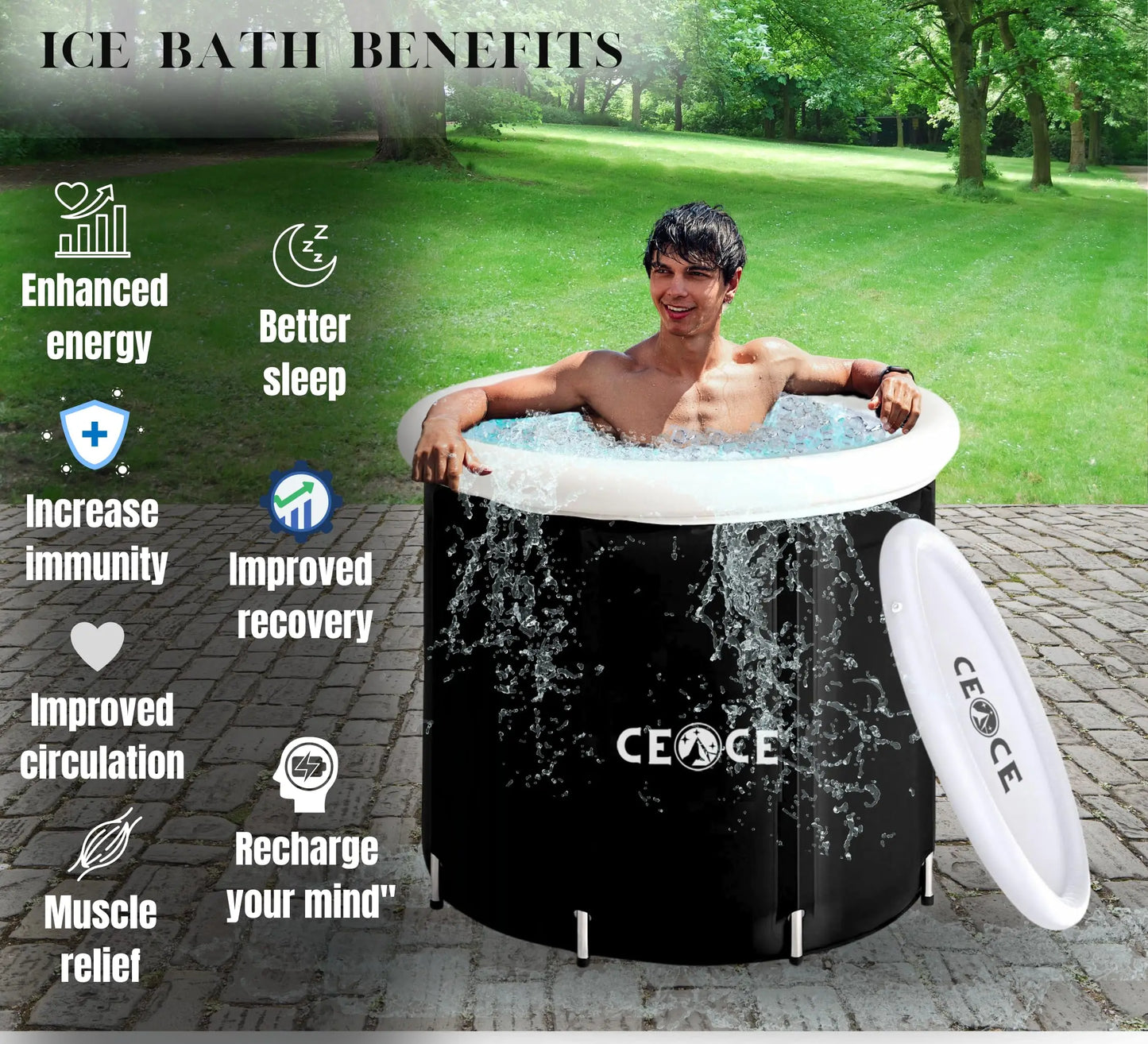 Large Ice Bath Tub with Cover for Recovery