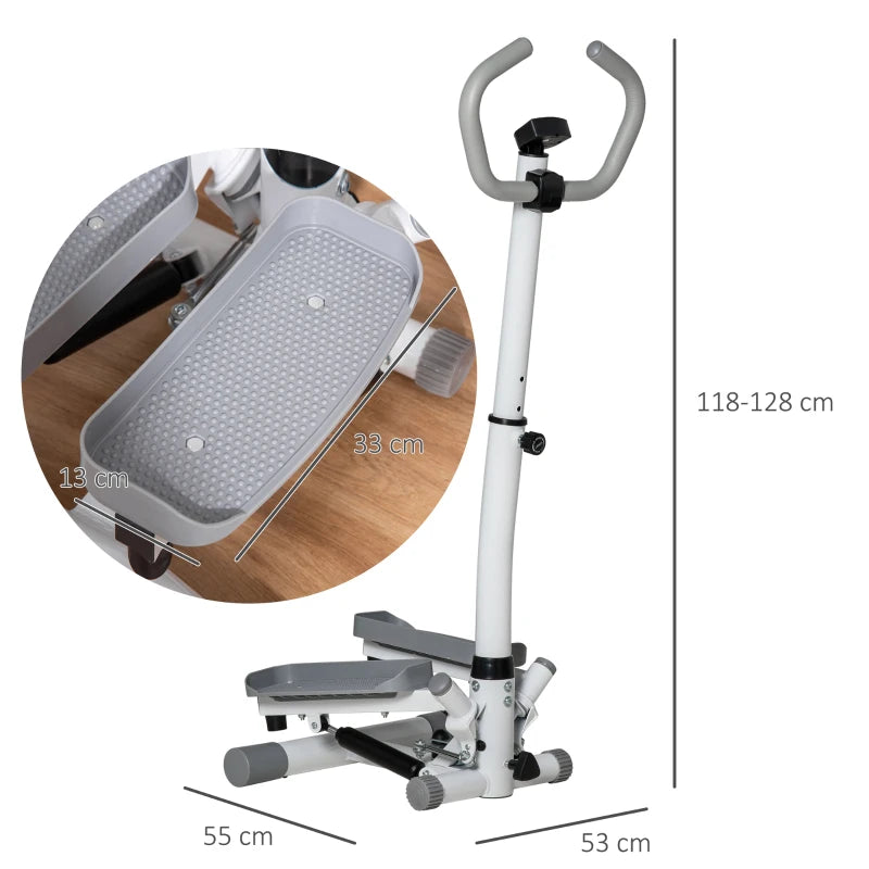 HOMCOM Adjustable Twist Stepper Fitness Step Machine, LCD Screen, Height-Adjust Handlebars