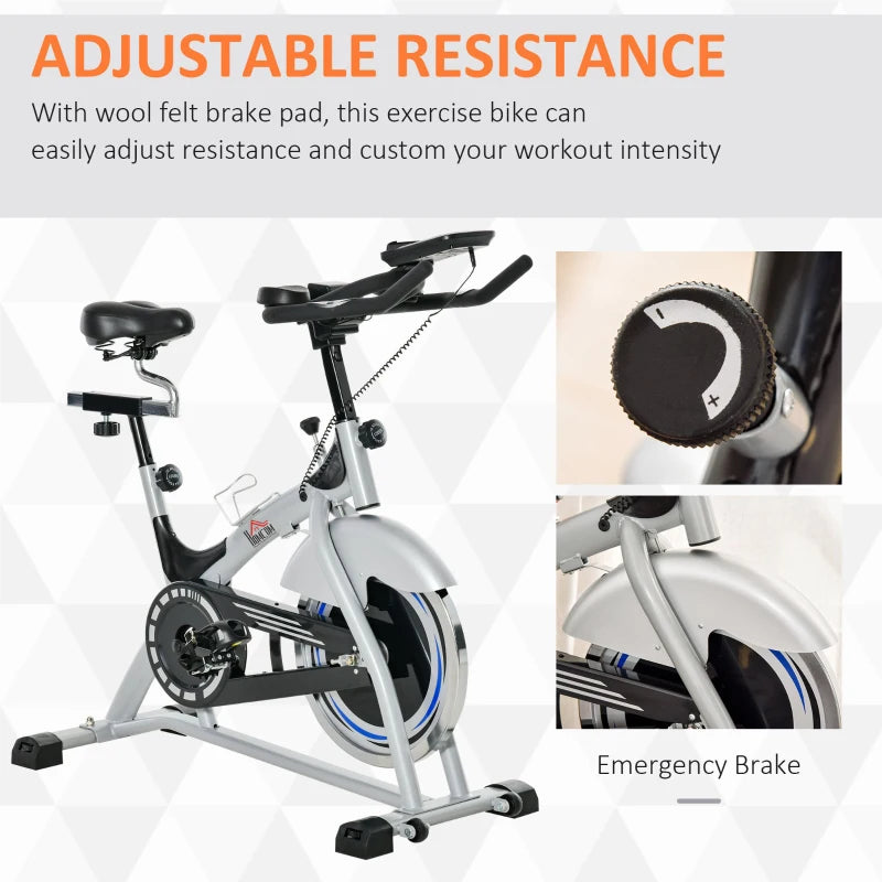 HOMCOM Indoor Cycling Exercise Bike Quiet Drive, 15KG Flywheel