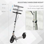 HOMCOM Teen/Adults Aluminium Folding Kick Scooter w/ Shock Mitigation System
