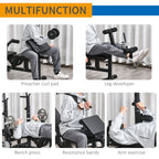 HOMCOM Multi-Exercise Full-Body Weight Rack with Bench Press