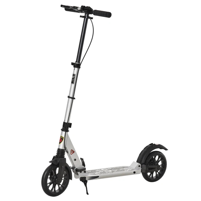 HOMCOM Teen/Adults Aluminium Folding Kick Scooter w/ Shock Mitigation System