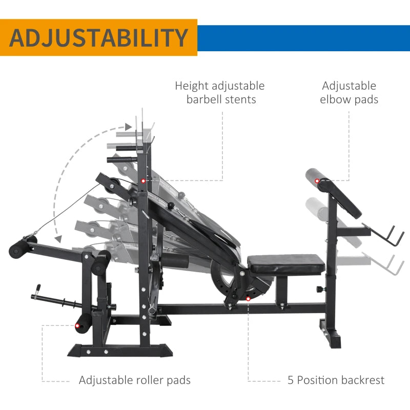 HOMCOM Multi-Exercise Full-Body Weight Rack with Bench Press