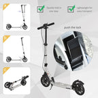 HOMCOM Teen/Adults Aluminium Folding Kick Scooter w/ Shock Mitigation System