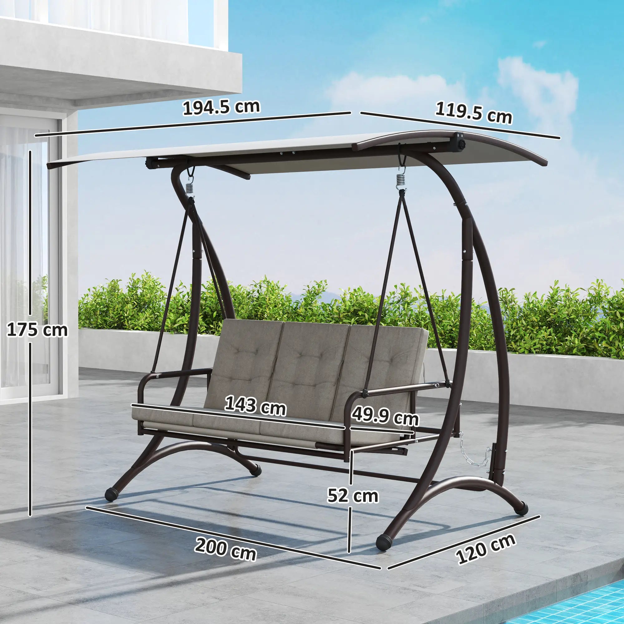 Outsunny Convertible Three-Seater Swing Bed