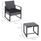 Outsunny 2 Seater Rattan Patio Set W/ Cushions