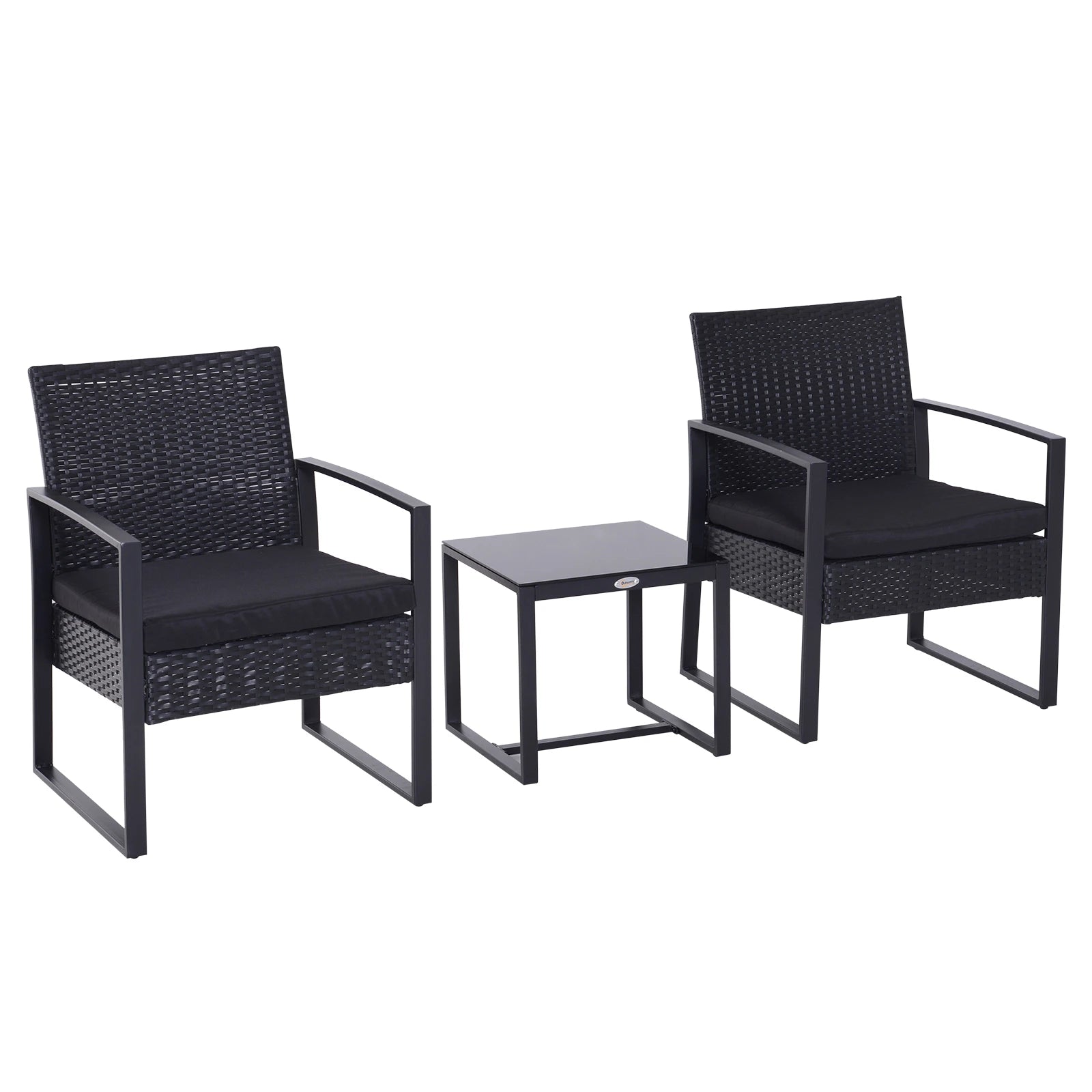 Outsunny 2 Seater Rattan Patio Set W/ Cushions