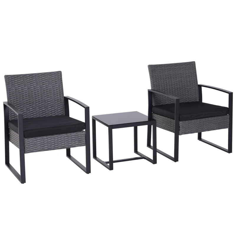 Outsunny 2 Seater Rattan Patio Set W/ Cushions