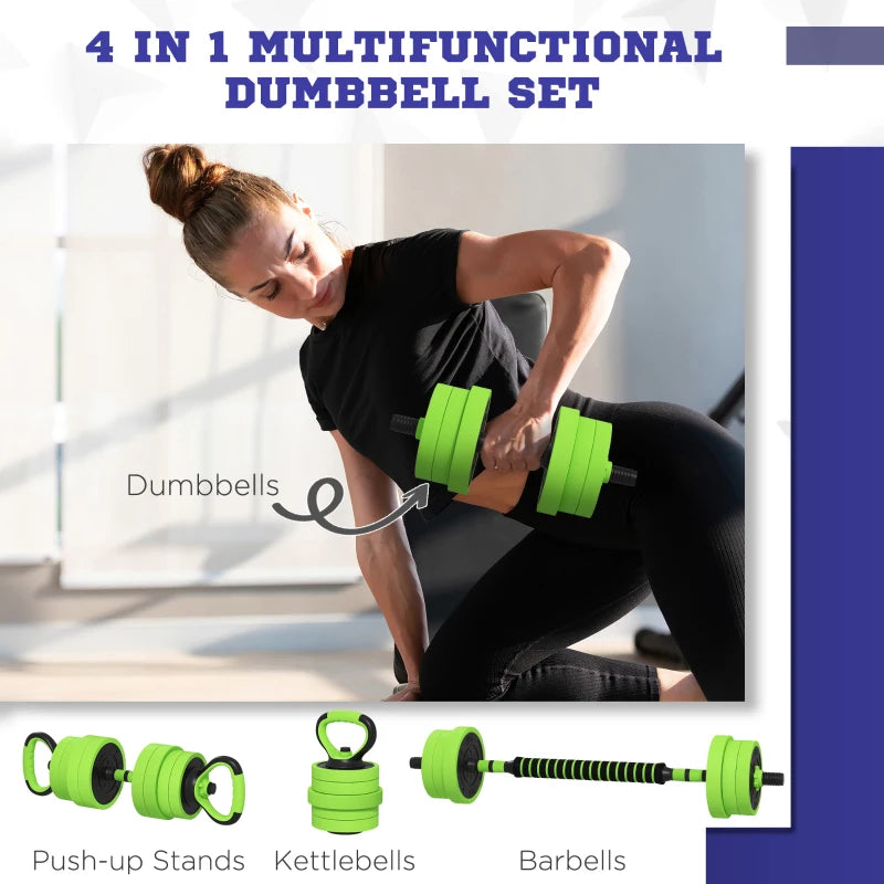 SPORTNOW 20kg - 40kg Four-In-One Adjustable Weight Dumbbells Set, Barbell, Kettlebell, Push Up Stand
