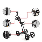 Golf Cart Four Wheel Aluminium Foldable With Umbrella Rack