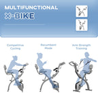 HOMCOM 2-in-1 Foldable Exercise Bike with Pulse Sensor LCD Display,