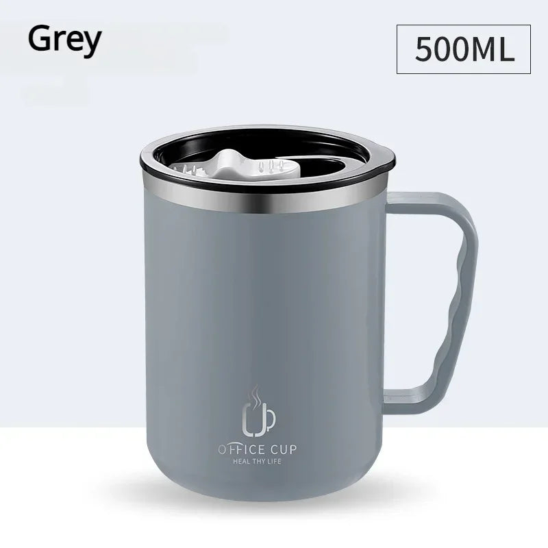 500ML Carry Mug Lid Thermal Mug with Straw