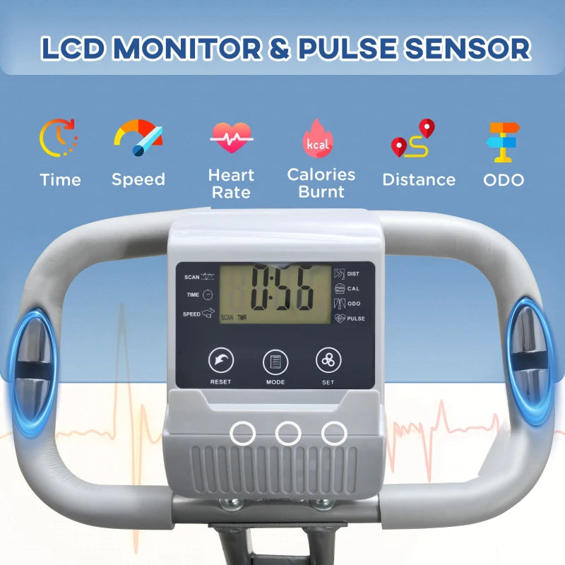 HOMCOM 2-in-1 Foldable Exercise Bike with Pulse Sensor LCD Display,