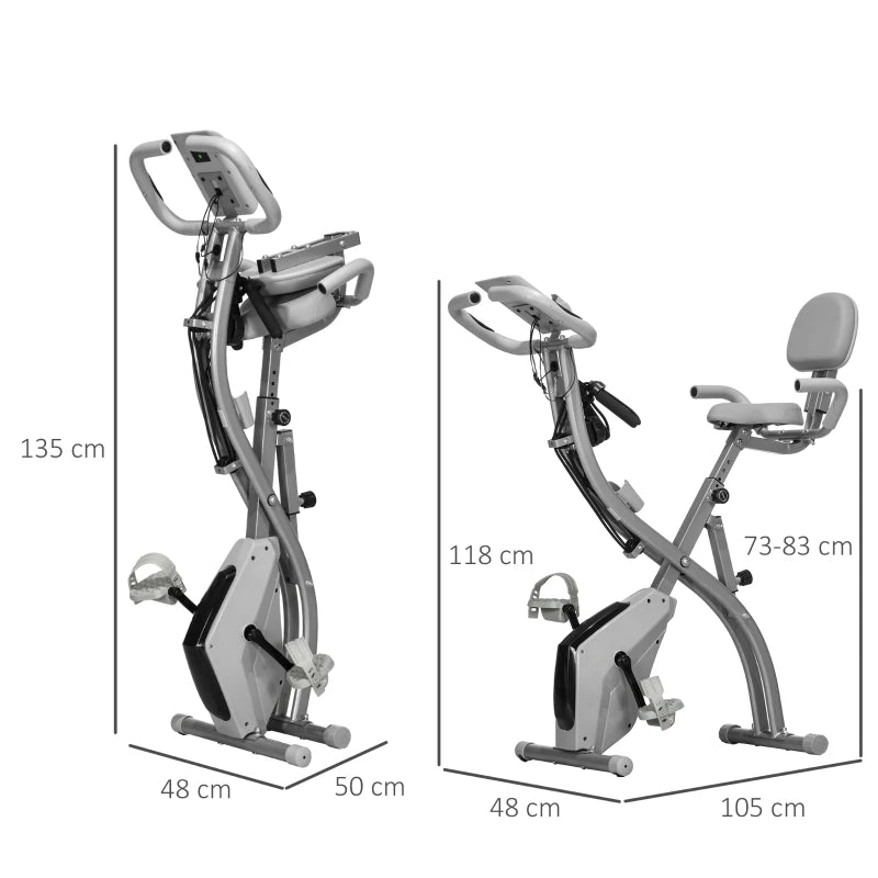 HOMCOM 2-in-1 Foldable Exercise Bike with Pulse Sensor LCD Display,