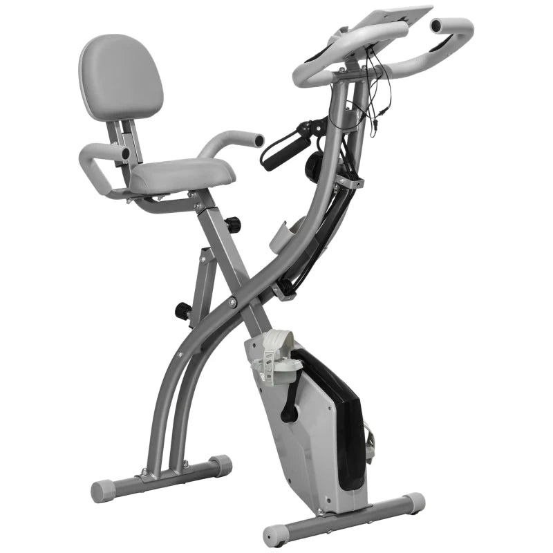 HOMCOM 2-in-1 Foldable Exercise Bike with Pulse Sensor LCD Display,