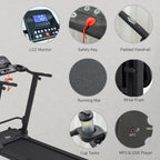 HOMCOM 2.5HP 14Km/h Manual Incline Electric Running Machine with MP3 and USB