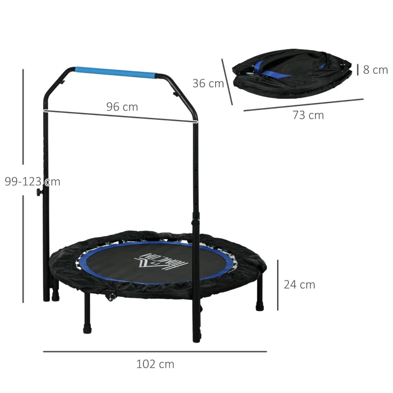 HOMCOM 40" Foldable Mini Fitness Trampoline, with Adjustable Foam Handle