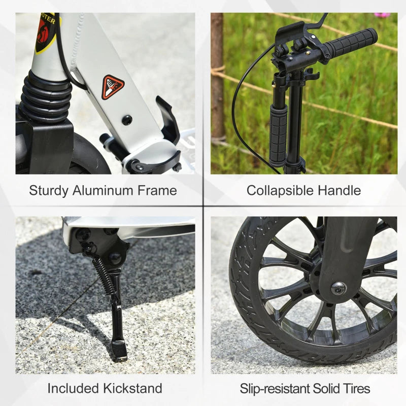 HOMCOM Teen/Adults Aluminium Folding Kick Scooter w/ Shock Mitigation System
