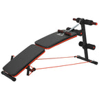 HOMCOM Sit Up Bench Core Workout with Arm Pulling Rope