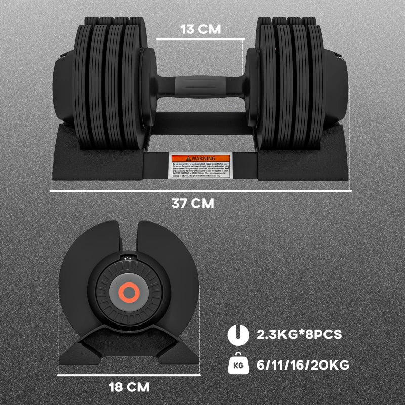 SPORTNOW Adjustable Dumbbells Set, 4-in-1 6kg - 24kg
