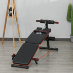 HOMCOM Sit Up Bench Core Workout with Arm Pulling Rope