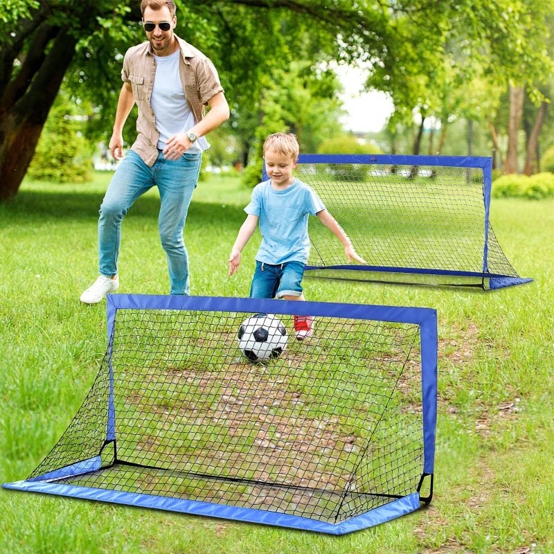 HOMCOM Set of 2 Football Goal Net 6 x 3 ft Foldable