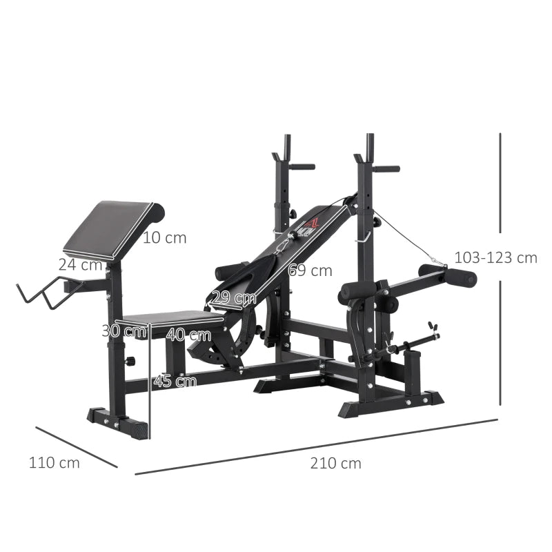 HOMCOM Multi-Exercise Full-Body Weight Rack with Bench Press